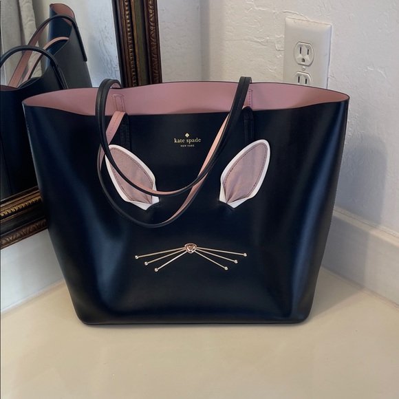 Kate Spade Black Tote with Pink Bunny Ears NWT
